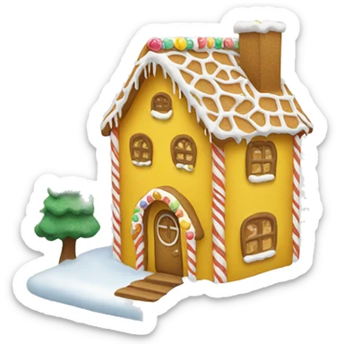 Cosy yellow gingerbread house  sticker