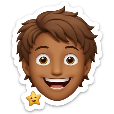 Color de piel moreno los ojos ke sean de estrella riéndose y pelo café hombre  el pelo asialado🤩pelo asía a bajoo sticker