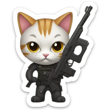 Cat with guns sticker