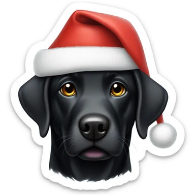 Black lab wearing Santa hat sticker