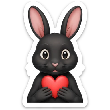 Lapin noir avec des cœur qui aime montre son amour  sticker
