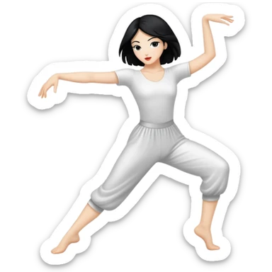 A white black haired woman doing contemporary dance  sticker