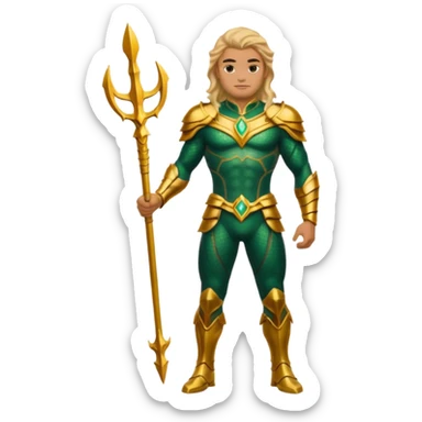 aquaman full green and gold armor standing sticker