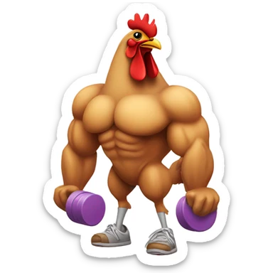 Chicken doing legs at the gym sticker