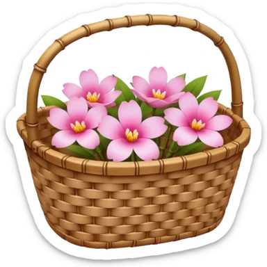 bamboo basket, flower sticker