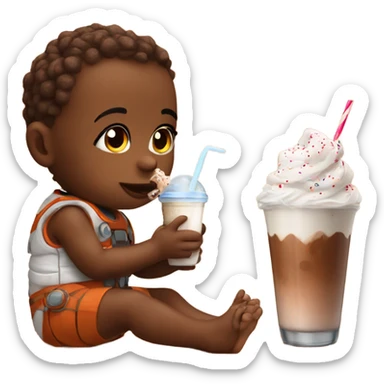 Baby drinking a milkshake on mars  sticker
