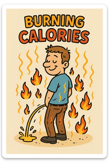 Uomo che fa Pipì, brucia calorie, come se fosse un termogenico  sticker