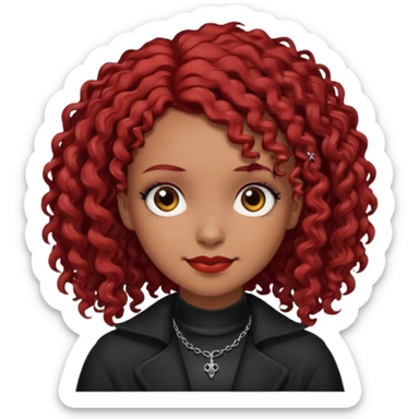 goth girl red hair cacheado médio pele parda, várias expressões  sticker