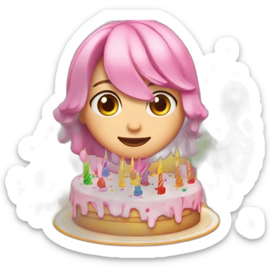 Una tarta de cumpleaños con ojos sticker