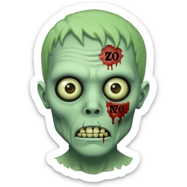 Un zombie avec écrit nzo en petit a côté de son visage sticker
