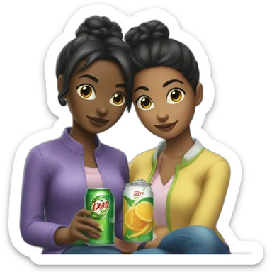 black girl and black hair in a bun drinking Canada Dry sticker