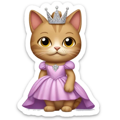 Cat wearing a princess dress sticker