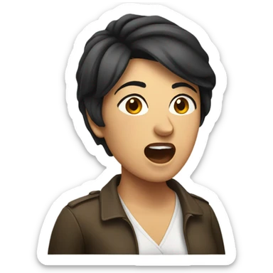 An Italian woman with short dark hair yelling while facing right sticker