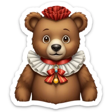 Vintage circus bear wearing ruffled collar sticker