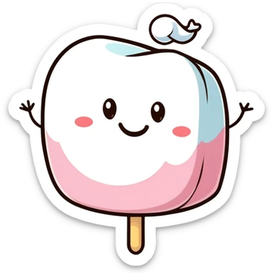 cartoon sticker of a marshmallow with a happy face sticker