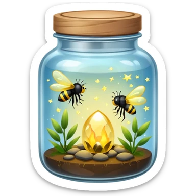 crystal jar full of fireflies sticker