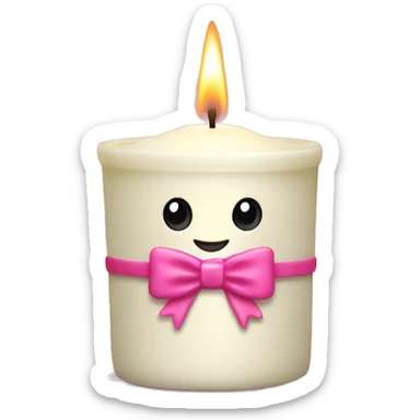 Cream candle with pink bow candle holder sticker