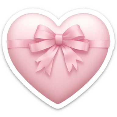 Pale pink heart with pastel pink ribbon bow sticker