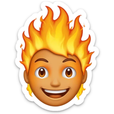 Make it look like a normal emoji just with burning head🙂🔥 more fake sticker