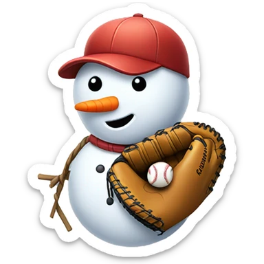 snowman with a baseball glove sticker