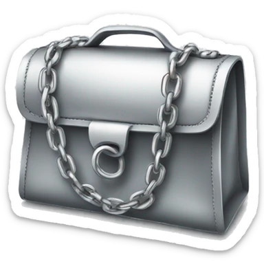 a silver chain connected to a bag sticker