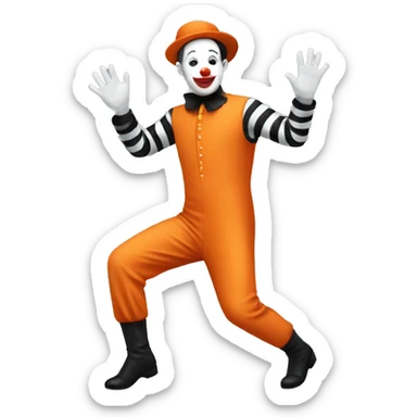 Mime in orange jumpsuit sticker