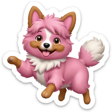 pink girly dog jumping in the air sticker