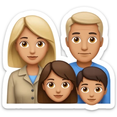 A family emoji set: an adult man and an adult woman as parents, and one teenager (16 years old) sticker
