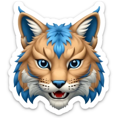 Tête de lynx : très très très féroce et bleu  sticker