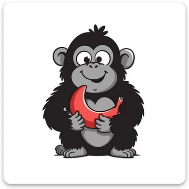 cute gorilla hand drawn doodle style sticker