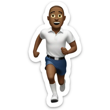 white Forrest Gump running, with a large stride and arms outstretched sticker