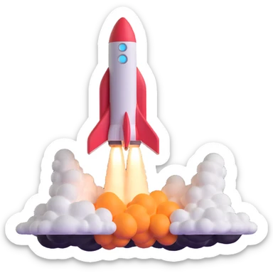 rocket ship blasting off sticker