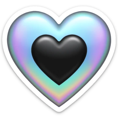 Black heart with Silver Holographic velvet texture sticker