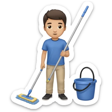 niño trapeando sticker