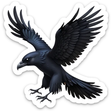 Back of black raven with wings spread sticker