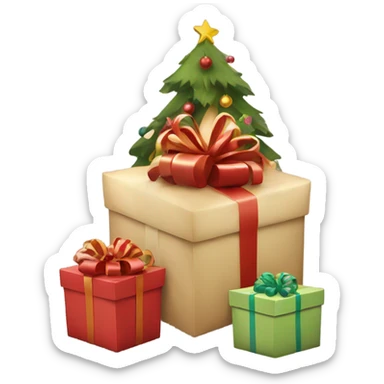 christmas presents underneath tree sticker