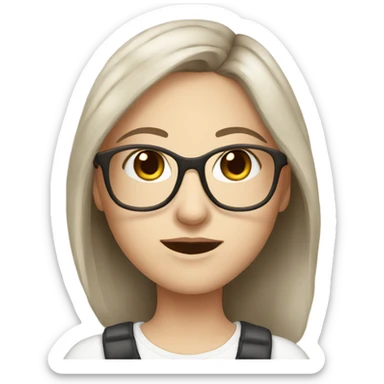 White brunette girl with brown eyes glasses pretty sticker