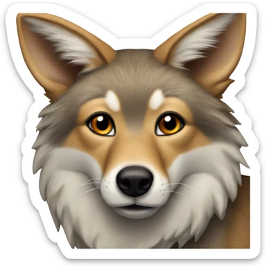 Coyote with brindle coloring, brown and black fur sticker
