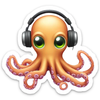 cute alien octopus wearing headphones sticker