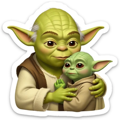 Shrek kissing yoda sticker