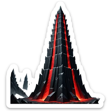 Barad Dúr from Lord of the Rings, Dark, giant Tower, with red beams shooting from the top into the sky sticker