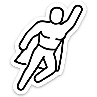 Superhuman hero figure with muscular build in flight pose sticker