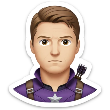 hawkeye clint barton portrait marvel, brown hair from captain america: civil war sticker