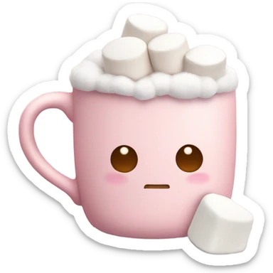 Light Pink mug of hot chocolate with marshmallows  sticker