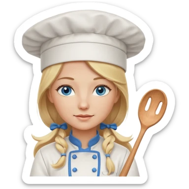 Long Blonde hair blue eyed female chef sticker
