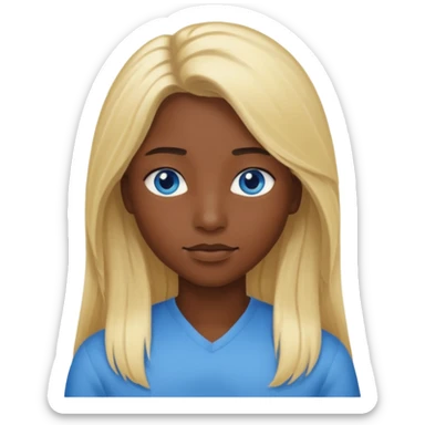 mavi gözlü uzun sarı saçlı çok siyah tenli sticker