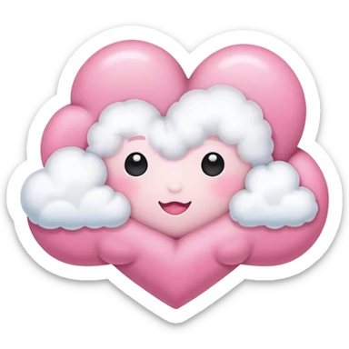 pink heart + cloud sticker