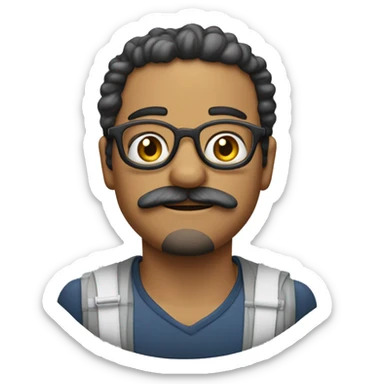 menino pardo com cabelo curto, oculos redondo, bigode e cavanhaque sticker