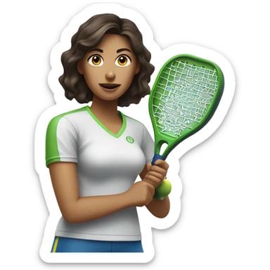 Brunette lady playing pickleball sticker