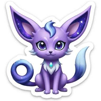 Shiny Exotic Cute Nebulae Adorable Majestic Espeon-Meowstic-Hybrid-Creature with pattern-markings sticker